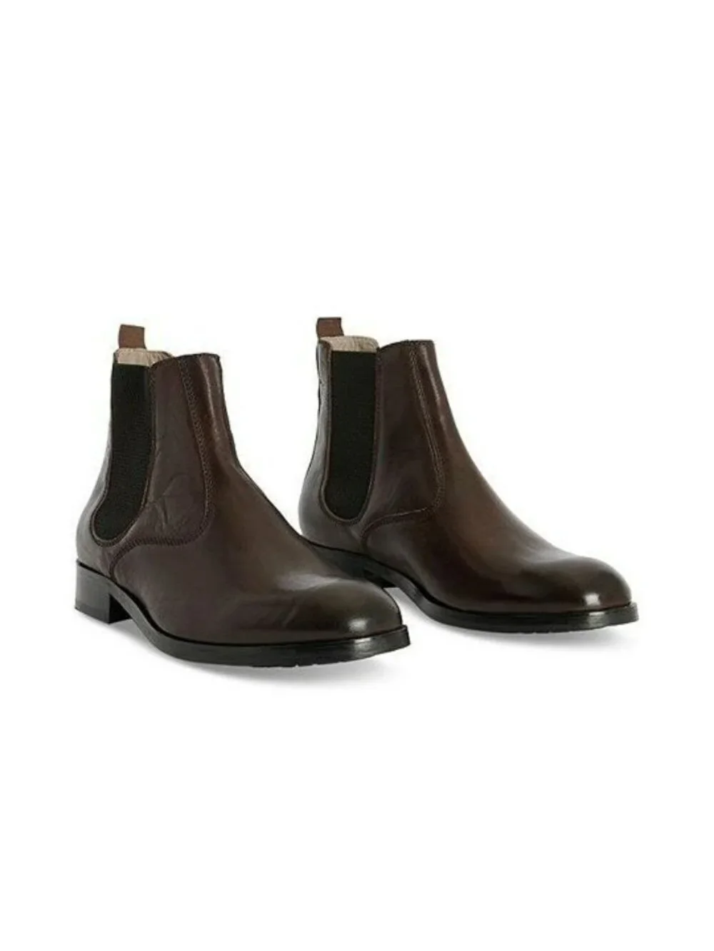 AllSaints Men's Gus Pull On Chelsea Boots Brown Distressed Leather Size 45
